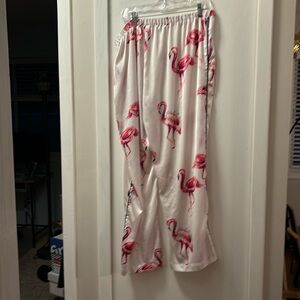 SOMA Cool Nights Satin Trim Pajama Pants Flamingo print L